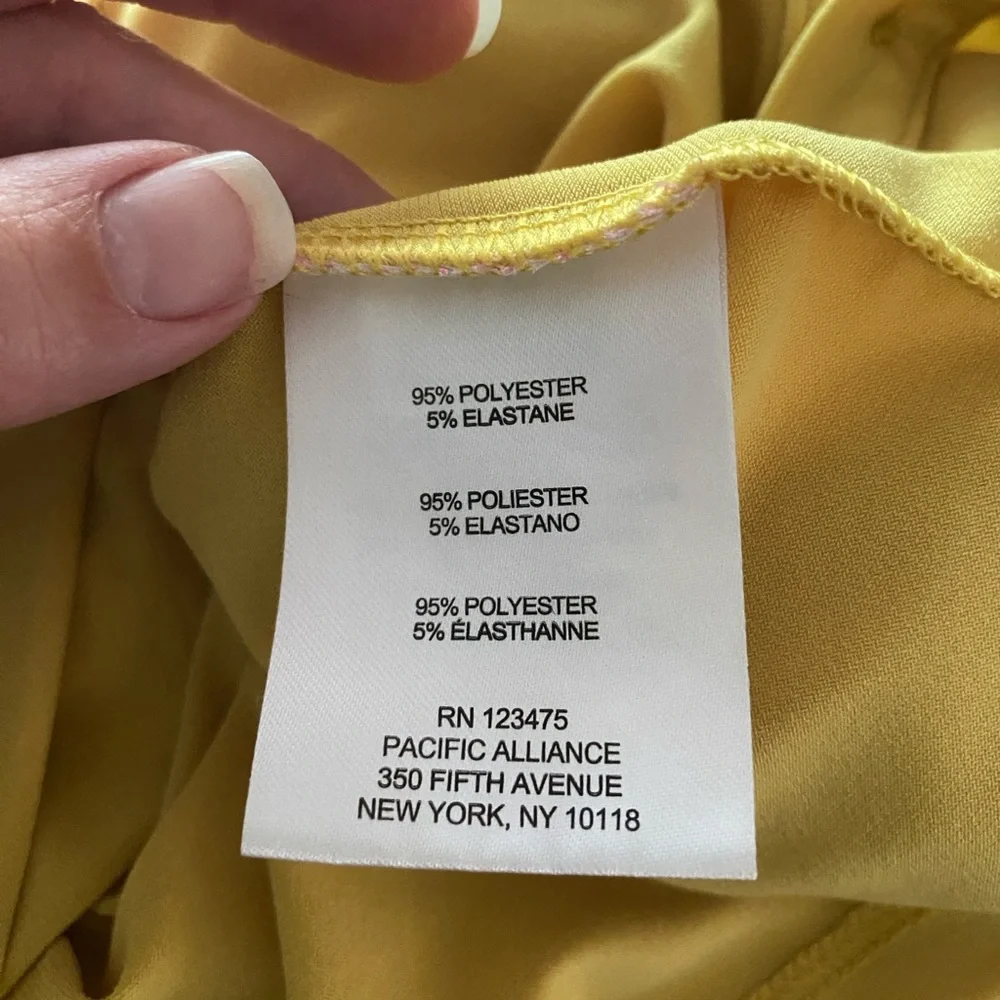 Ellen Tracy Yellow Relaxed Mandarin Collar Top - Picture 3 of 3